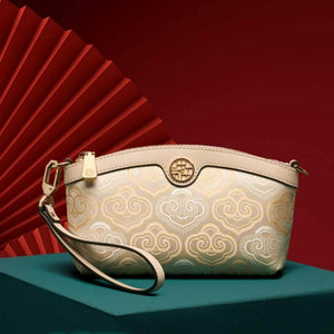 Embroidery Leather Clutch Bag Auspicious Clouds - SinoCultural -- SC1599-G3