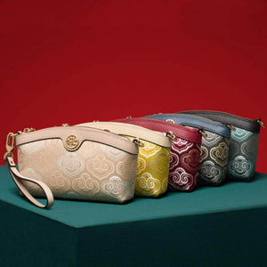 Embroidery Leather Clutch Bag Auspicious Clouds - SinoCultural -- SC1599-G3