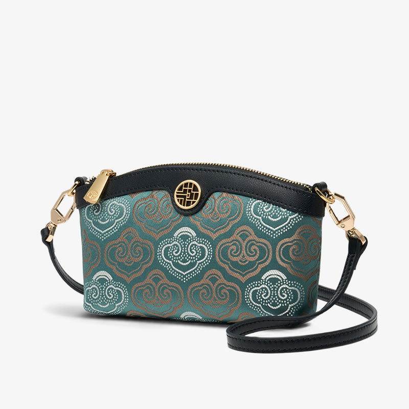 Embroidery Leather Clutch Bag Auspicious Clouds - SinoCultural -- SC1599-G3