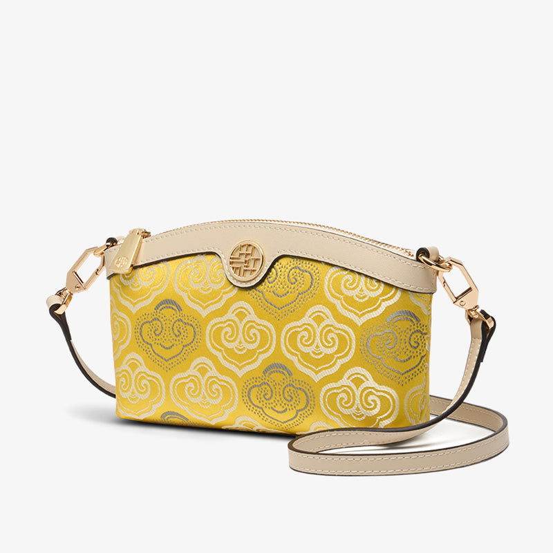 Embroidery Leather Clutch Bag Auspicious Clouds - SinoCultural -- SC1599-G3