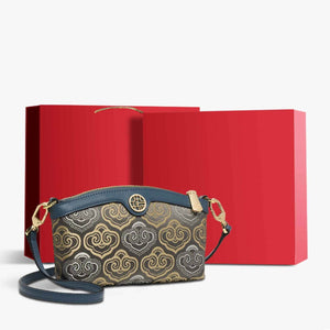 Embroidery Leather Clutch Bag Auspicious Clouds - SinoCultural -- SC1599-G3