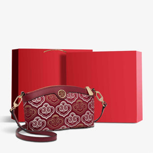 Embroidery Leather Clutch Bag Auspicious Clouds - SinoCultural -- SC1599-G3