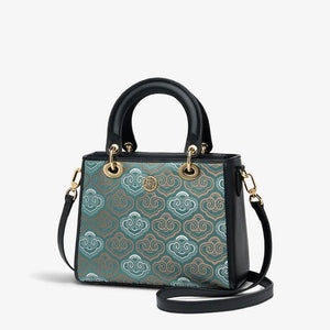 Embroidery Leather Crossbody Bag Auspicious Clouds Handbag - SinoCultural -- SC1602-R1