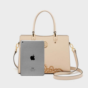 Embroidery Leather Crossbody Tote Bag Chinese Style Handbag - SinoCultural -- SC1709-D5