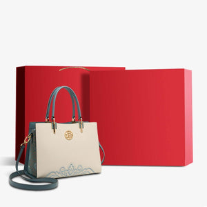 Embroidery Leather Crossbody Tote Bag Chinese Style Handbag - SinoCultural -- SC1709-D5