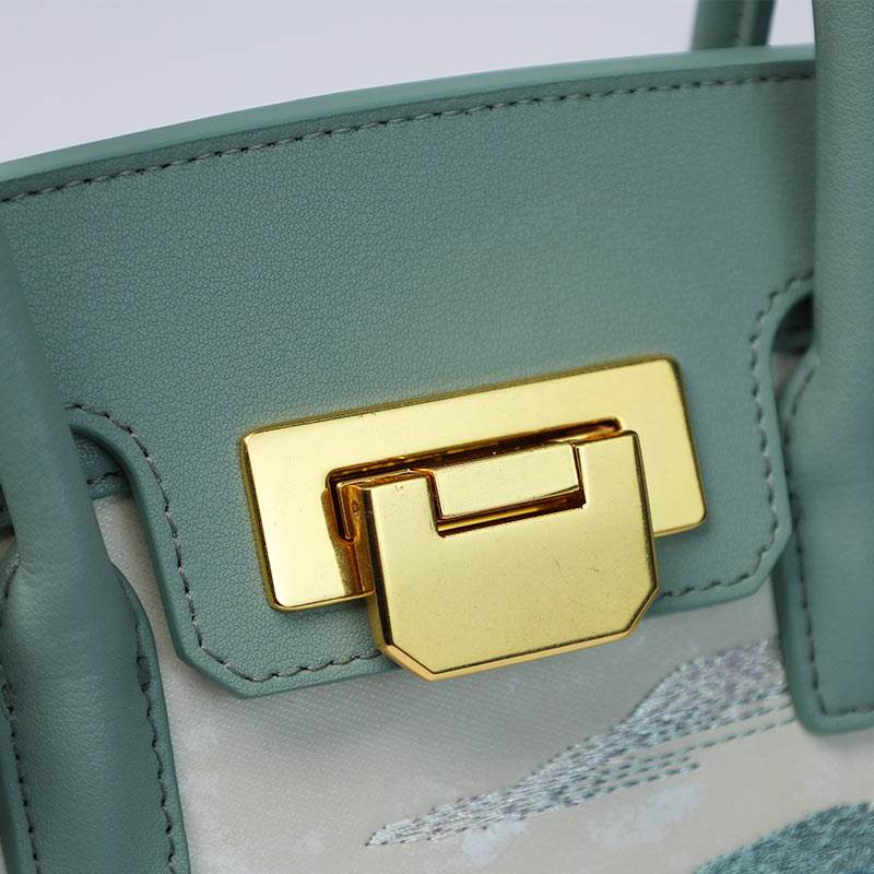 Embroidery Leather Elegant Birkin Handbag Cloud Mountain - SinoCultural -- P120659-1