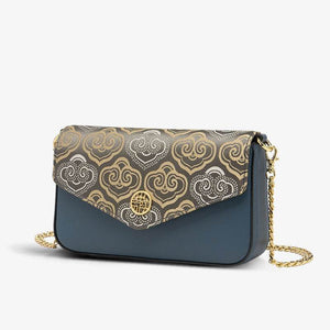 Embroidery Leather Flap Clutch Bag Auspicious Clouds Handbag - SinoCultural -- 1245251-5