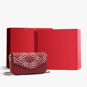 Embroidery Leather Flap Clutch Bag Auspicious Clouds Handbag - SinoCultural -- 1245251-5