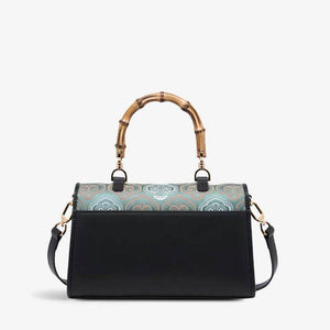 Embroidery Leather Bag Zhuang Brocade Bamboo Handle Handbag - SinoCultural -- SC1686-G1