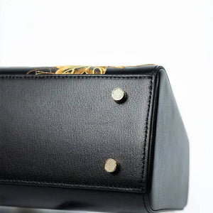 Embroidery Leather Black Lady Bag Gold Peony Luxury Handbag - SinoCultural -- P110146-1