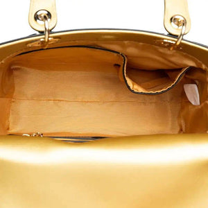 Embroidery Leather Black Lady Bag Gold Peony Luxury Handbag - SinoCultural -- P110146-1