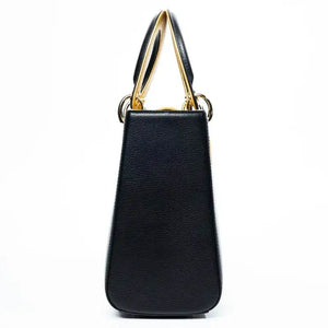Embroidery Leather Black Lady Bag Gold Peony Luxury Handbag - SinoCultural -- P110146-1