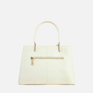 Embroidery Leather Magnolia Tote Bag Elegant Women Handbag with Scarf - SinoCultural -- P120348-3