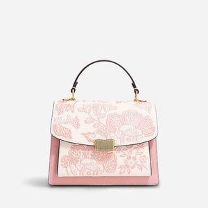 Embroidery Leather Peony Clutch Bag New Chinese Style Handbag - SinoCultural -- CXXB049PK