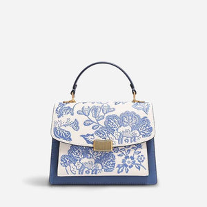Embroidery Leather Peony Clutch Bag New Chinese Style Handbag - SinoCultural -- CXXB049PK