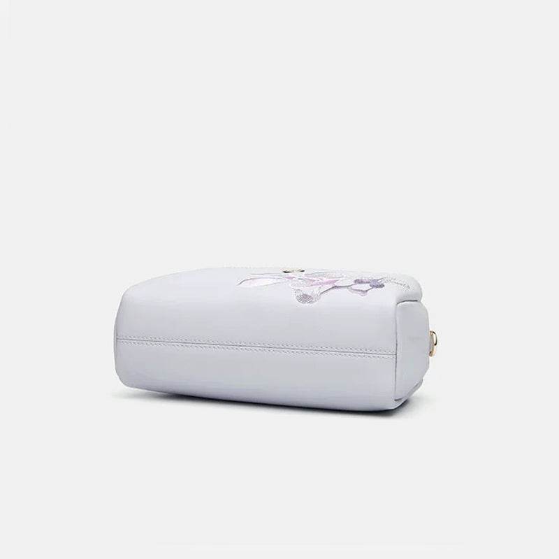 Embroidery Leather Purple Bauhinia Hand Clutch Wallet - SinoCultural -- P220276