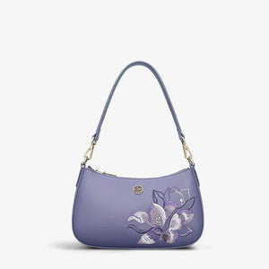 Embroidery Leather Red Shoulder Bag Peony Women's Hobo Handbag - SinoCultural -- P220212-1
