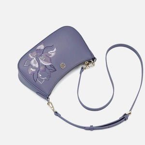 Embroidery Leather Red Shoulder Bag Peony Women's Hobo Handbag - SinoCultural -- P220212-1