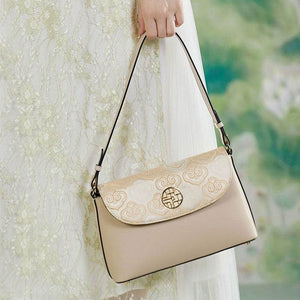 Embroidery Leather Shoulder Bag Auspicious Clouds - SinoCultural -- SC1683-B2