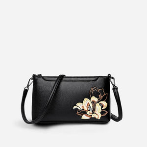 Embroidery Leather Shoulder Clutch Wallet Orchid - SinoCultural -- PWCD191-3