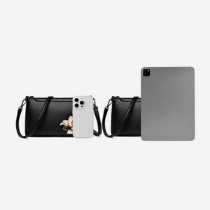 Embroidery Leather Shoulder Clutch Wallet Orchid - SinoCultural -- PWCD191-3