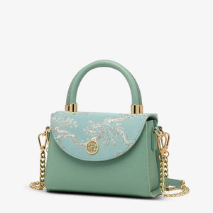 Embroidery Leather Shoulder Handbag Luxury Jacquard - SinoCultural -- SC1630-D1