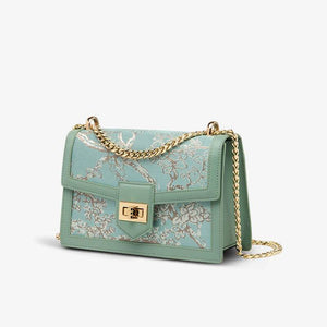 Embroidery Leather Shoulder Square Handbag Sacred Tree - SinoCultural -- SC1629-A2