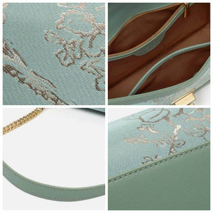 Embroidery Leather Shoulder Square Handbag Sacred Tree - SinoCultural -- SC1629-A2