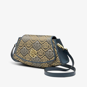Embroidery Leather Single Shoulder Underarm Bag Auspicious Cloud - SinoCultural -- SC1688-D5