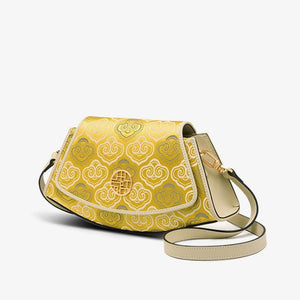 Embroidery Leather Single Shoulder Underarm Bag Auspicious Cloud - SinoCultural -- SC1688-D5