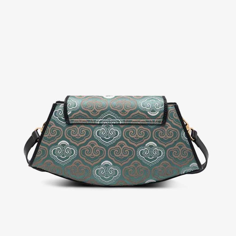 Embroidery Leather Single Shoulder Underarm Bag Auspicious Cloud - SinoCultural -- SC1688-D5