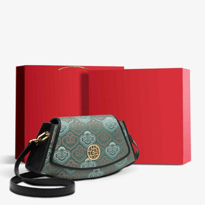 Embroidery Leather Single Shoulder Underarm Bag Auspicious Cloud - SinoCultural -- SC1688-D5