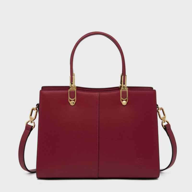 Embroidery Leather Tote Handbag Prosperous Peony - SinoCultural -- SC1605-S2