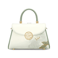 Embroidery Leather White Crossbody Bag Hibiscus Women Handbag - SinoCultural -- P120557