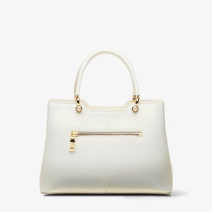 Embroidery Leather White Crossbody Tote Bag Lotus Luxury Gift - SinoCultural -- P120279