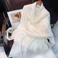 Embroidery 100% Pure Wool Cashmere Scarf for Winter 200x60 cm - SinoCultural -- HYFSJ047A01
