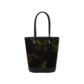 Xiangyunsha Silk Black Bamboo Print Crossbody Bucket Bag - SinoCultural -- P110608