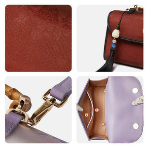 Xiangyunsha Silk Bamboo Handle Brwon Handbag - SinoCultural -- P170079-2