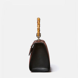 Xiangyunsha Silk Bamboo Handle Brwon Handbag - SinoCultural -- P170079-2