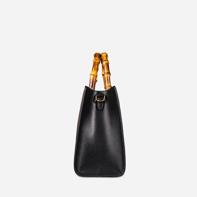 Xiangyunsha Silk Chinese Style Retro Bamboo Handle Tote Handbag - SinoCultural -- W4189-1