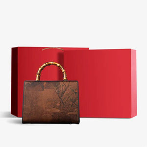 Xiangyunsha Silk Chinese Style Retro Bamboo Handle Tote Handbag - SinoCultural -- W4189-1