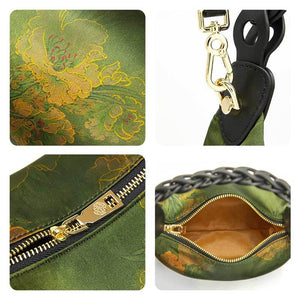 Xiangyunsha Silk Dark Green Mulberry Silk Shoulder Bag - SinoCultural -- P170083-2