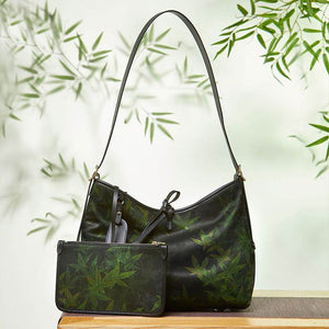 Xiangyunsha Silk Large-Capacity Green Tote Bag - SinoCultural -- P270606