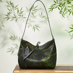 Xiangyunsha Silk Large-Capacity Green Tote Bag - SinoCultural -- P270606