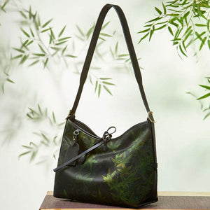 Xiangyunsha Silk Large-Capacity Green Tote Bag - SinoCultural -- P270606