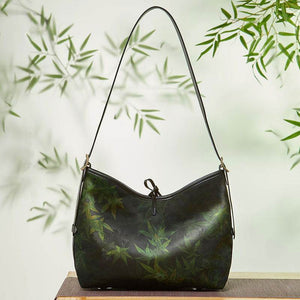 Xiangyunsha Silk Large-Capacity Green Tote Bag - SinoCultural -- P270606