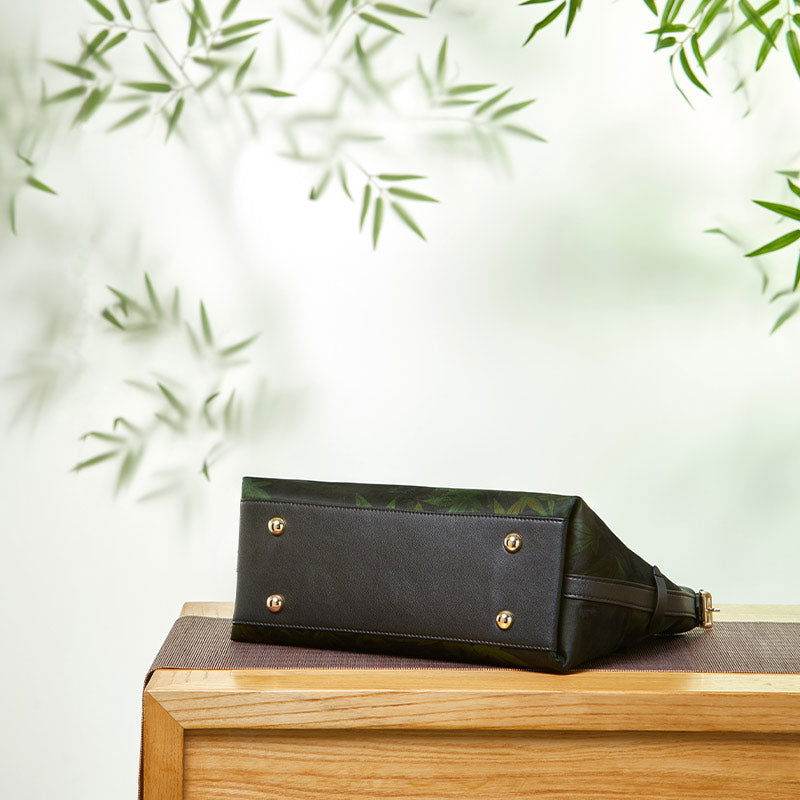 Xiangyunsha Silk Large-Capacity Green Tote Bag - SinoCultural -- P270606