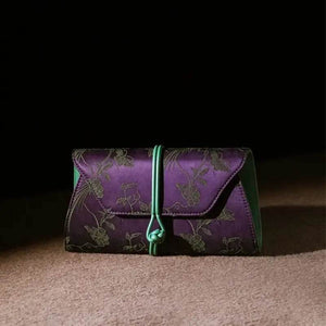 Xiangyunsha Silk Vintage New Chinese-Style Evening Clutch Wallet - SinoCultural -- PWCD197-4