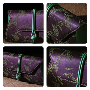 Xiangyunsha Silk Vintage New Chinese-Style Evening Clutch Wallet - SinoCultural -- PWCD197-4