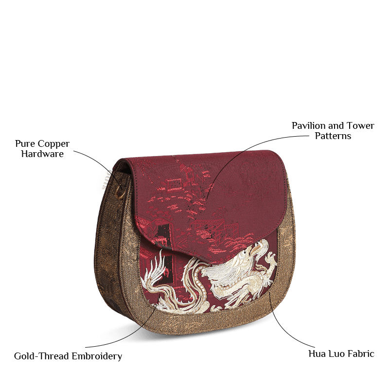 Ultra-Light Saddle Loong Embroidery Bag Recycled Fabric with Hualuo Silk 216g - SinoCultural -- GD1201